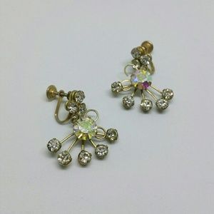 Vintage aurora borealis rhinestone dangle earrings